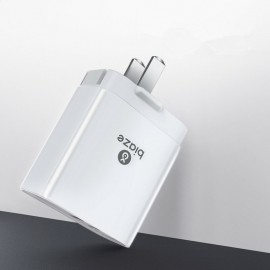 BIAZE DY033D 3.4A Dual USB Fold Charger Power Adapter with Intelligent Digital Display for Tablet Smartphone - Black
