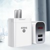 BIAZE DY033D 3.4A Dual USB Fold Charger Power Adapter with Intelligent Digital Display for Tablet Smartphone - Black