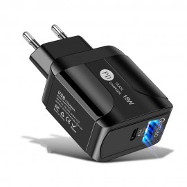 QC3.0+PD18W USB Quick Charger Power Adapter for Tablet Smartphone - White US Plug