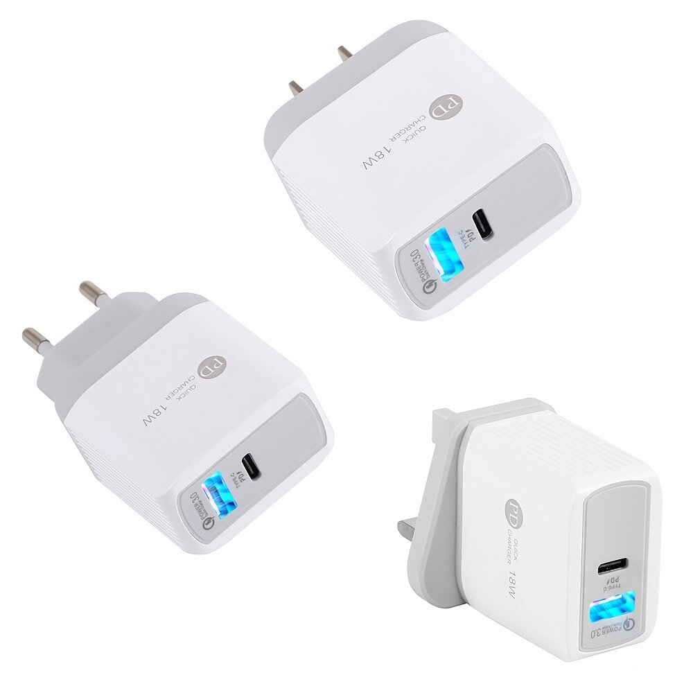 QC3.0+PD18W Quick Charger Power Adapter for Tablet Smartphone - EU Plug QC3.0+PD18W Quick Charger Power Adapter for Tablet Smartphone - EU Plug