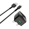 HOCO C70B UK QC3.0 Charger Power Adapter With Type-C Cable For Tablet Smartphone