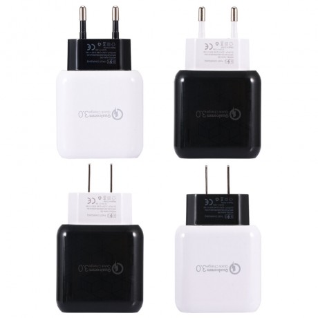 US EU Q6 Quick Charger 3.0 USB Charger Power Adapter For Smartphone Tablet PC  - Black US