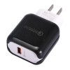 US EU Q6 Quick Charger 3.0 USB Charger Power Adapter For Smartphone Tablet PC  - Black US