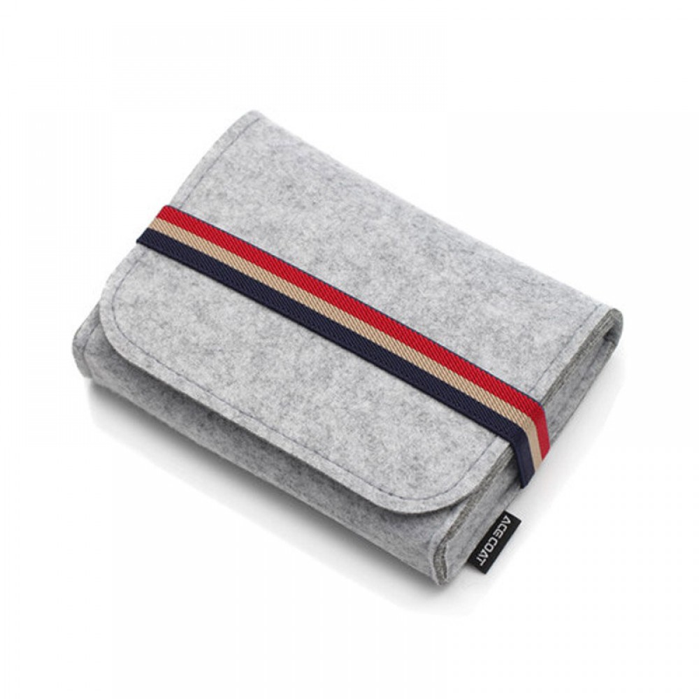 ACECOAT Steak Felt Power Pack Mini Accessories Bag Tablet Case - Light Grey ACECOAT Steak Felt Power Pack Mini Accessories Bag Tablet Case - Light Grey