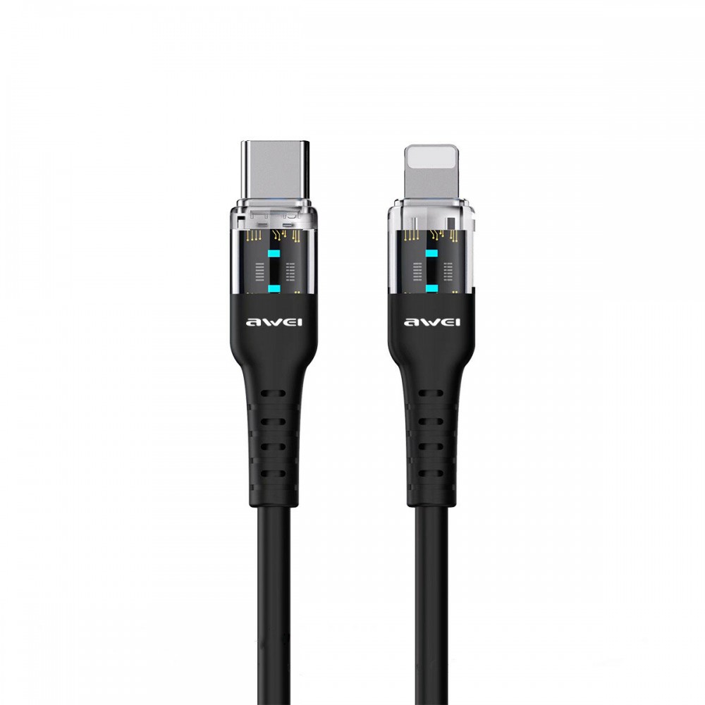 AWEI CL-138T PD Fast Charge 60W Data Cable With Light for XIAOMI Samrtphone Tablet - Black AWEI CL-138T PD Fast Charge 60W Data Cable With Light for XIAOMI Samrtphone Tablet - Black