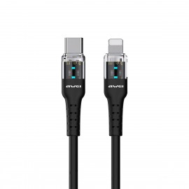 AWEI CL-138T PD Fast Charge 60W Data Cable With Light  for XIAOMI Samrtphone Tablet - Black
