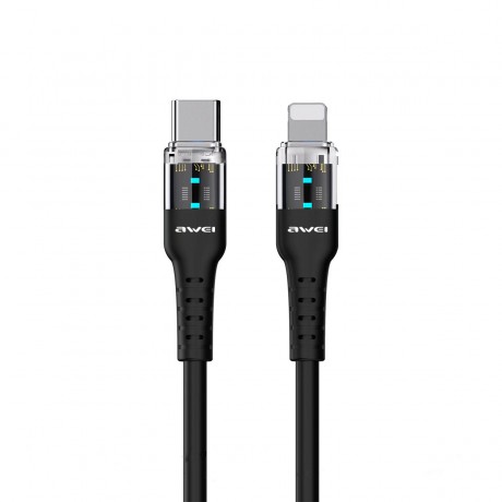 AWEI CL-138T PD Fast Charge 60W Data Cable With Light  for XIAOMI Samrtphone Tablet - Black