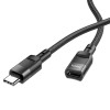 HOCO U107 USB Male to Type-C Female Charging Data Extension Transfer Cable 1.2M - Black