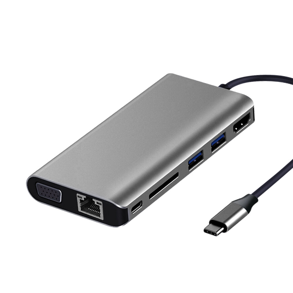 JULI 310C 8 in 1 USB 3.1 Type C Data HUB with 2*USB 3.0 4K HD VGA RJ45 SD Card Reader Docking Station for Tablet Laptop JULI 310C 8 in 1 USB 3.1 Type C Data HUB with 2*USB 3.0 4K HD VGA RJ45 SD Card Reader Docking Station for Tablet Laptop