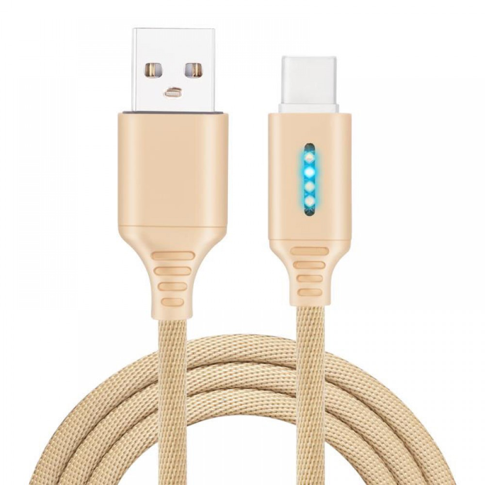 Smart LED Auto Disconnect Charger Nylon Braided Type C 2A Tablet Cable-1M - Black Smart LED Auto Disconnect Charger Nylon Braided Type C 2A Tablet Cable-1M - Black