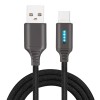 Smart LED Auto Disconnect Charger Nylon Braided Type C 2A Tablet Cable-1M - Black