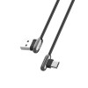 HOCO U60 90 Degree Type C Fast Charging Data Cable for Tablet Smartphone 1.2M - Black