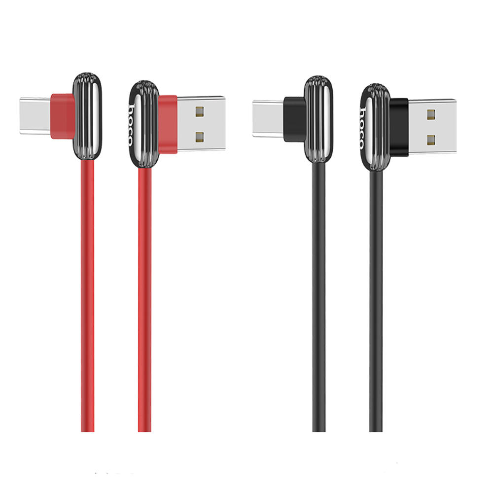 HOCO U60 90 Degree Type C Fast Charging Data Cable for Tablet Smartphone 1.2M - Black HOCO U60 90 Degree Type C Fast Charging Data Cable for Tablet Smartphone 1.2M - Black