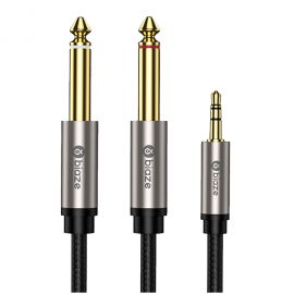Biaze 3.5mm to Dual 6.5mm Audio Cable 3m 1 to 2 Audio Cable Connector Silver Plating for Mobile Phone Computer Sound Y56
