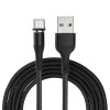 USAMS US-SJ337 U29 Type C LED Magnetic Braided Fast Charging Cable 2M For Tablet Smartphone - Black