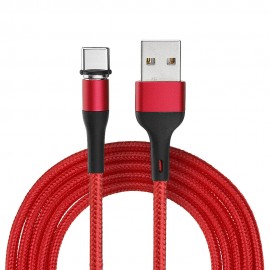 USAMS US-SJ337 U29 Type C LED Magnetic Braided Fast Charging Cable 2M For Tablet Smartphone - Black