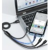 AWEI CL-129 1.5M Nylon 4 in 1 Fast Multi Charging Data Cable for XIAOMI HUAWEI Smartphone Tablet - Black