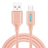 Smart LED Auto Disconnect Charger Nylon Braided Micro USB 2A Tablet Cable-1M - Gold