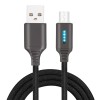 Smart LED Auto Disconnect Charger Nylon Braided Micro USB 2A Tablet Cable-1M - Gold