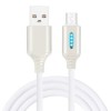 Smart LED Auto Disconnect Charger Nylon Braided Micro USB 2A Tablet Cable-1M - Gold