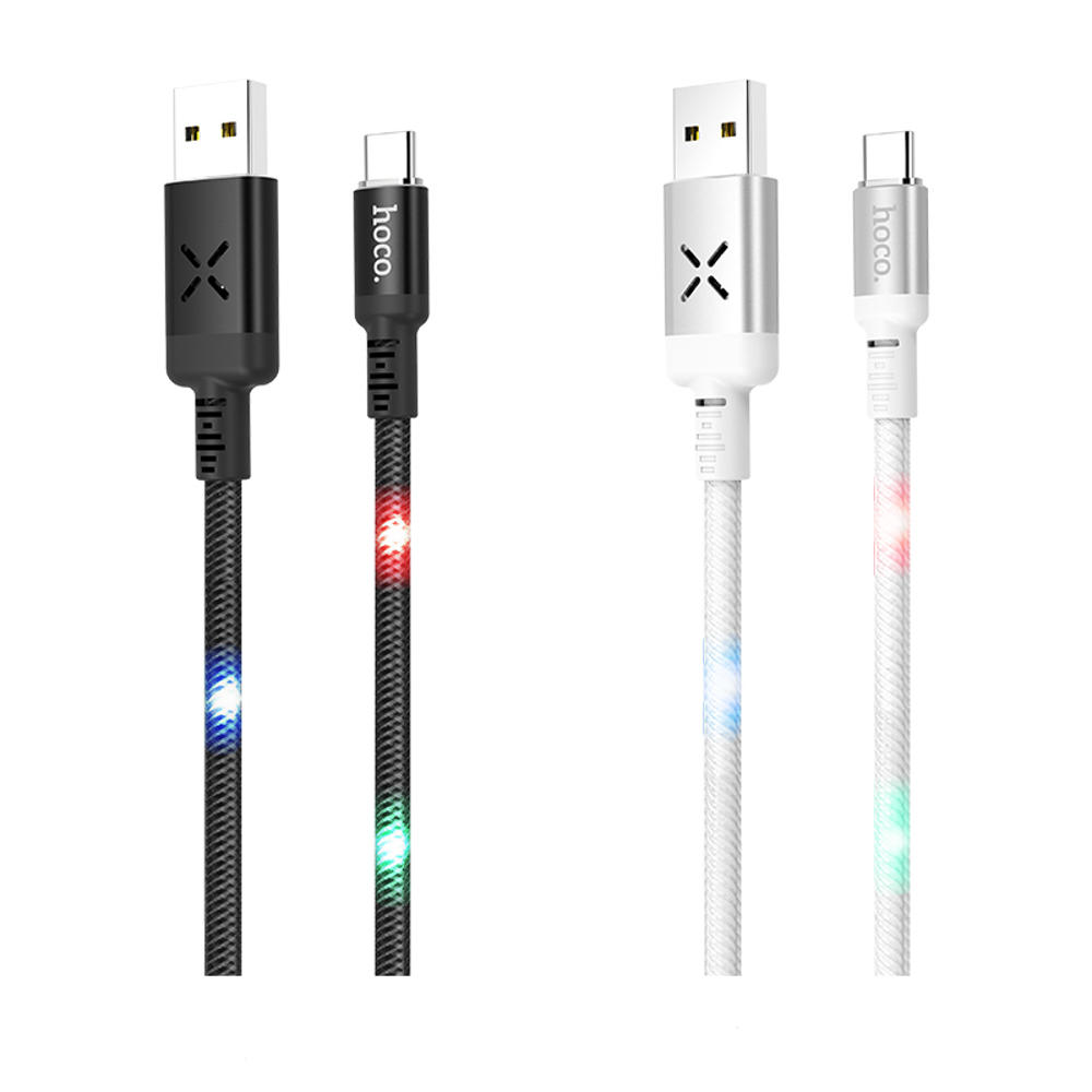 HOCO U63 Type C Charging Data Cable Sync With Backlight for Tablet Smartphone 1.2M - White HOCO U63 Type C Charging Data Cable Sync With Backlight for Tablet Smartphone 1.2M - White