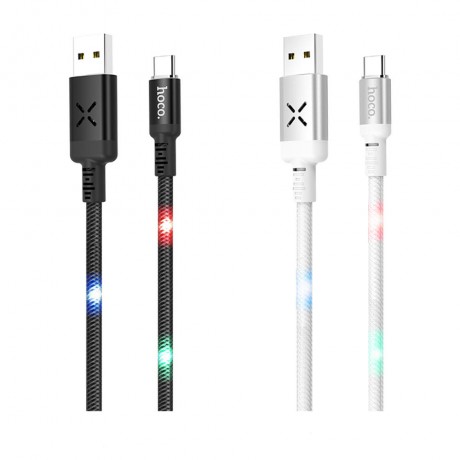 HOCO U63 Type C Charging Data Cable Sync With Backlight for Tablet Smartphone 1.2M - White