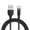 USAMS US-SJ334 U29 Type C LED Magnetic Braided Fast Charging Cable 1M For Tablet Smartphone - Black