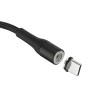 USAMS US-SJ334 U29 Type C LED Magnetic Braided Fast Charging Cable 1M For Tablet Smartphone - Black