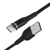 USAMS US-SJ334 U29 Type C LED Magnetic Braided Fast Charging Cable 1M For Tablet Smartphone - Black