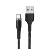 USAMS US-SJ334 U29 Type C LED Magnetic Braided Fast Charging Cable 1M For Tablet Smartphone - Black