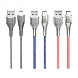 HOCO U59 Nylon Micro USB Charging Data Sync Cable Touch LED Light for Tablet Smartphone 1.2M - Gray