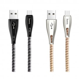 HOCO U56 Metal Armor Micro USB Charging Data Sync Cable For Tablet Smartphone 1.2M - Black