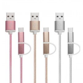 TIANSTON Original 1M Aluminum Nylon Metal Plug Usb Type-C Cable Sync Charge Cable   - Rose Gold