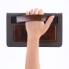 PU Leather Folding Stand Hand Strap Holder Wallet with Cards Slot Tablet Case for Samsung T380 - Brown