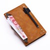 PU Leather Folding Stand Hand Strap Holder Wallet with Cards Slot Tablet Case for Samsung T380 - Brown