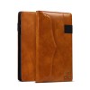 PU Leather Folding Stand Hand Strap Holder Wallet with Cards Slot Tablet Case for Samsung T380 - Brown