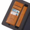 PU Leather Folding Stand Hand Strap Holder Wallet with Cards Slot Tablet Case for Samsung T380 - Brown