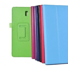 Lichee Pattern Folding Stand PU Leather Case For Samsung Tab 8.4 T700 - Rose Red