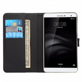 ENKAY PU Leather Wallet Case Cover with Card Holders Stand for Huawei M2 7 Inch Tablet - Black